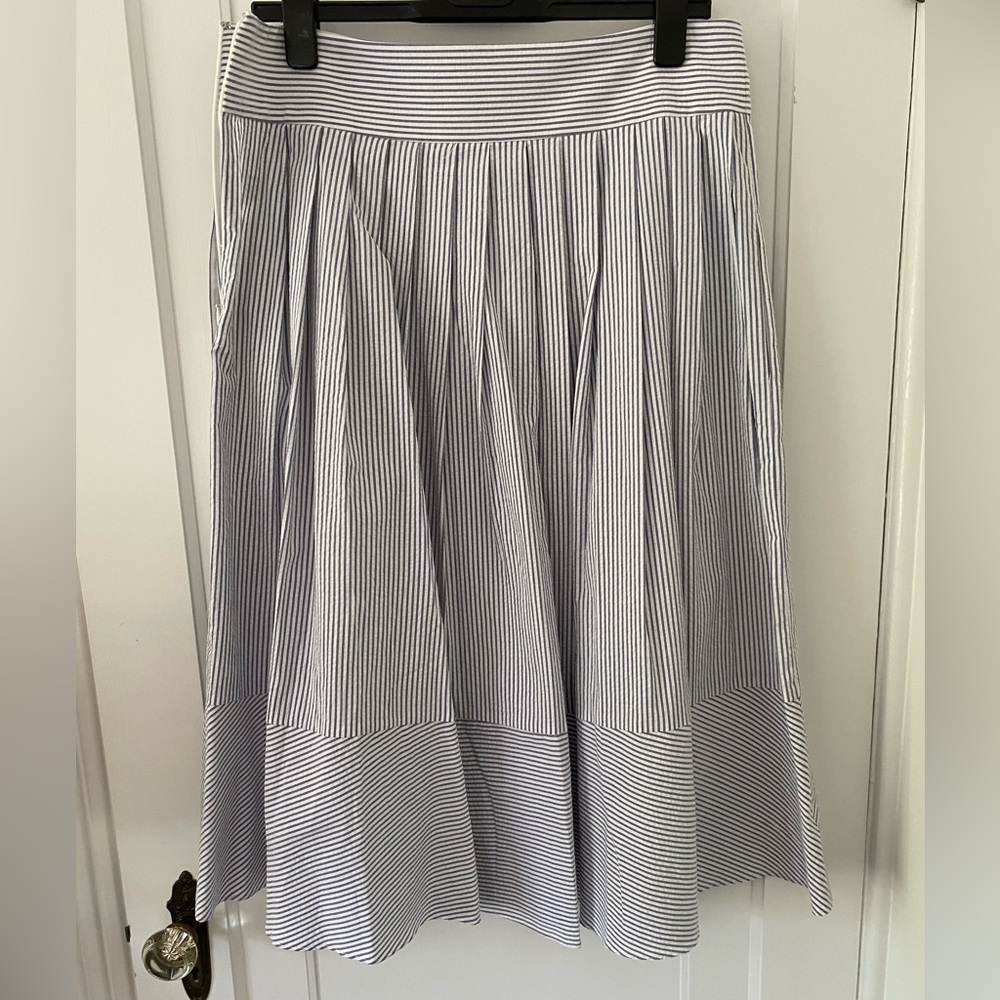 Brooks Brothers Blue and White Striped Midi Skirt